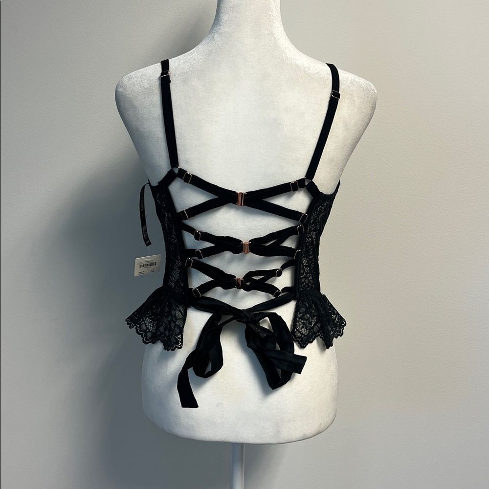 Anthropologie Lace Scallop Corset Tank Black L - Picture 4 of 10